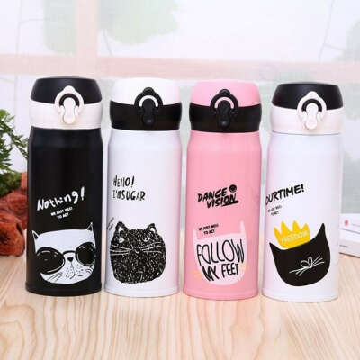 350ml Cartoon Cat Stainless Steel Vacuum Flasks Thermos Mug