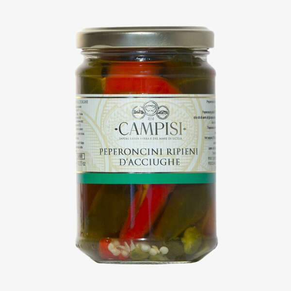 CAMPISI CONSERVE | Peperoncini ripieni di acciughe | 290 g