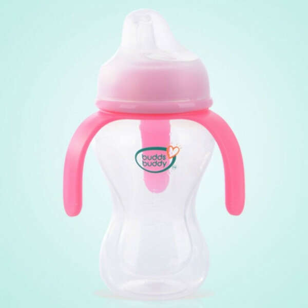 Buddsbuddy Baby Soft Spout Sipper 270ml, With 3 Handle, Pink, (Age 6m+)