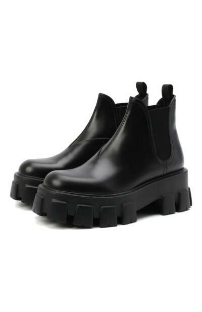 Женские черные кожаные ботинки monolith PRADA — купить за 85000 руб. в интернет-магазине ЦУМ, арт. 1T725L-B4L-F0002-B055