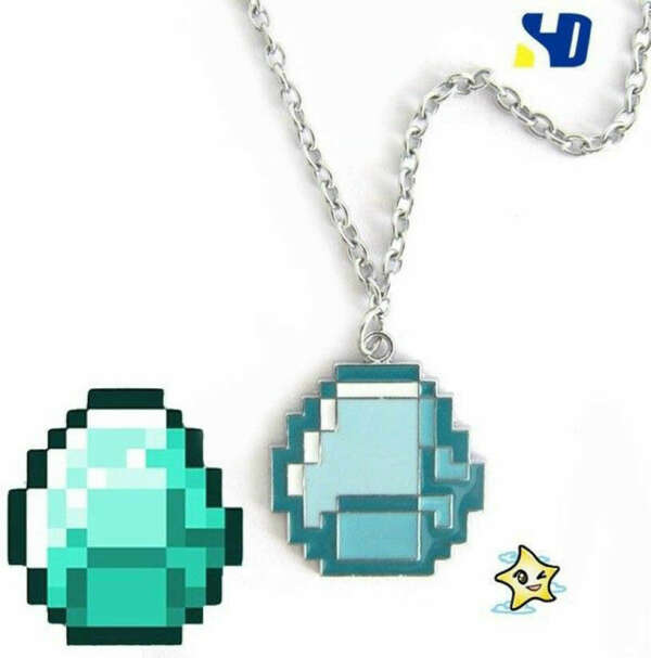 Minecraft Diamond Pendant Necklace Chain Brand NEW