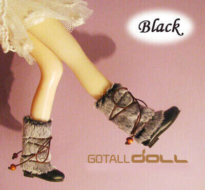 GOTALL doll handmade Fluffy Boots for Momoko - doll shoes - Black