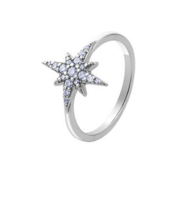Серебряное кольцо с фианитами в форме звезды Isida