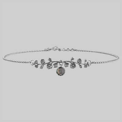 DARK BLOOM. Black Mother of Pearl Choker - Silver