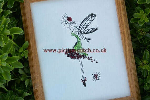 Unique Urban Machine Embroidery Design File "Green Fairy" | Picture Stitch