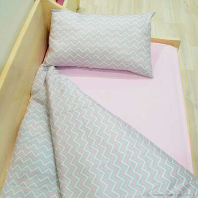 Комплект постельного белья серо-розовый – купить в интернет-магазине на Ярмарке Мастеров с доставкой