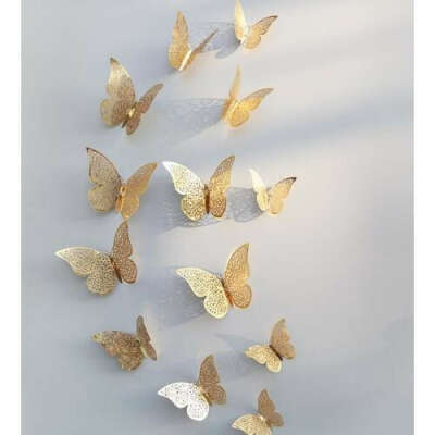 3D наклейки бабочек (цветные или золотые)