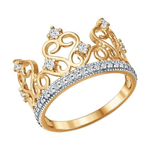 Кольцо в виде короны из золота с фианитами арт. 016629