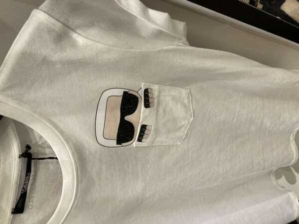 Karl Lagerfeld футболка белая со стразами Swarovski