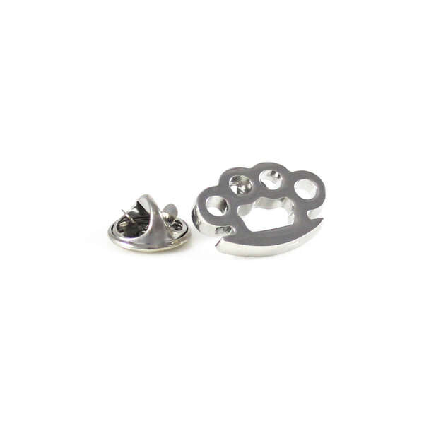 MENDEPOT Novelty Silver Tone Brass Knuckles Lapel Pin