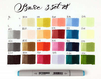 Набор маркеров SKETCHMARKER Basic 3 set 24 - Базовые оттенки сет 3 (24 маркера + сумка органайзер)