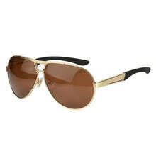 Online Men Sunglasses Brown Gold Tone Polarized Aviator Pilot Style