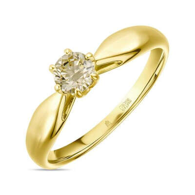Кольцо с бриллиантом, золото 585 по цене от 99 900 руб - купить кольцо R01-CHAMPAGNE-030 с доставкой в интернет-магазине МЮЗ