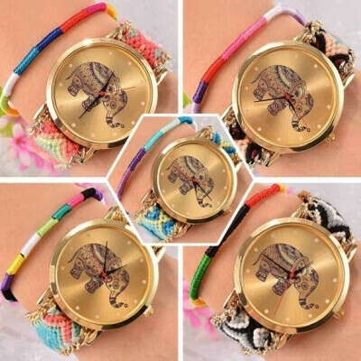 New Fashion Women Casual Braided Weave Large Dial Quartz Analog Charming Wrist Watch with Woven Bracelet