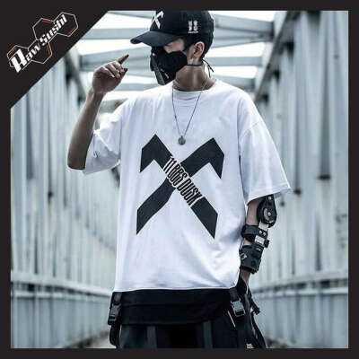 RSY6 LETTER PRINTED TACTICAL HARAJUKU STREETWEAR TEE