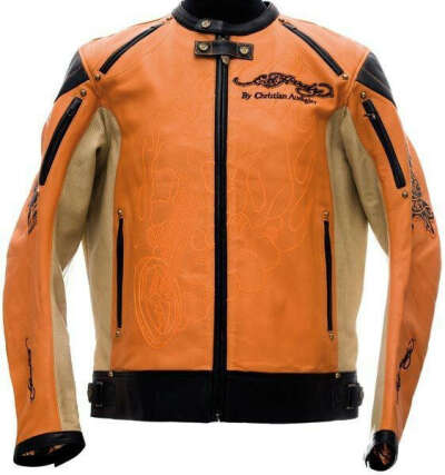 Ed Hardy Speed King Leather Jacket Orange
