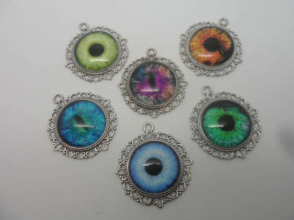 Set of 6 Creature Human Dragon Eye Charm Pendants for Jewellery Making,Crafts