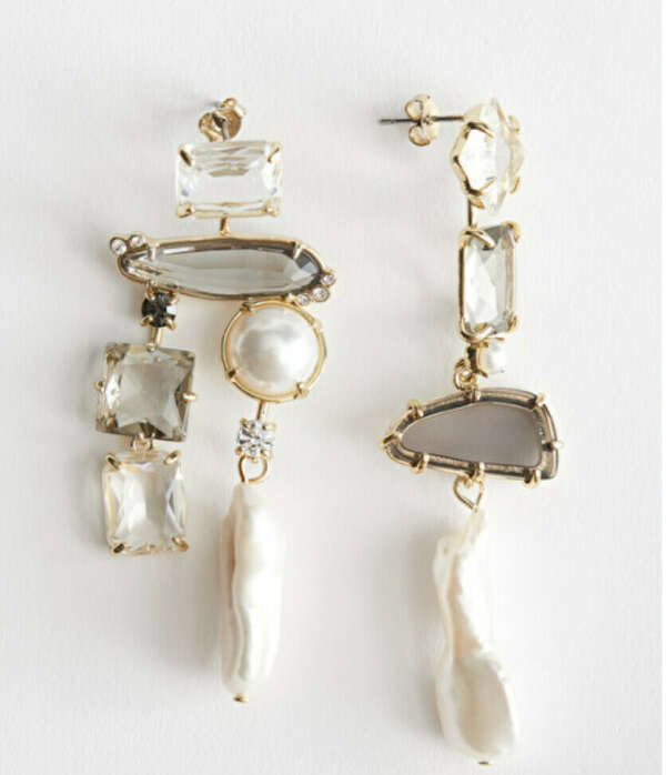 Rhinestone Pearl Hanging Earrings