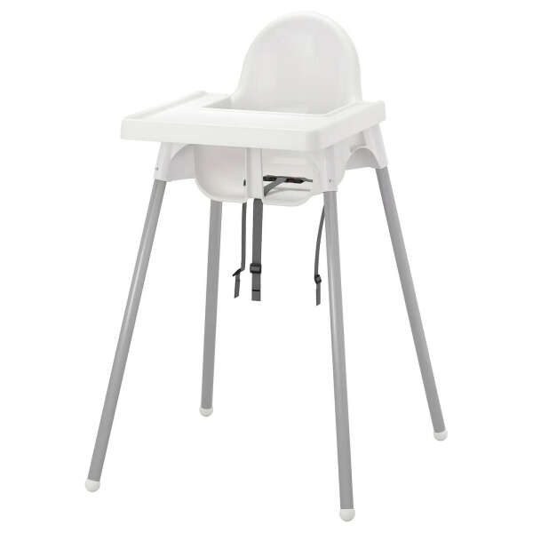 Купить АНТИЛОП Высокий стульчик со столешницей, белый серебристый, серебристый по выгодной цене - IKEA