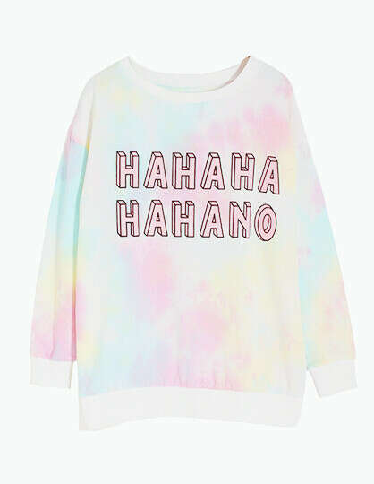 Tie-dyed & Letter Print Red Sweatshirt