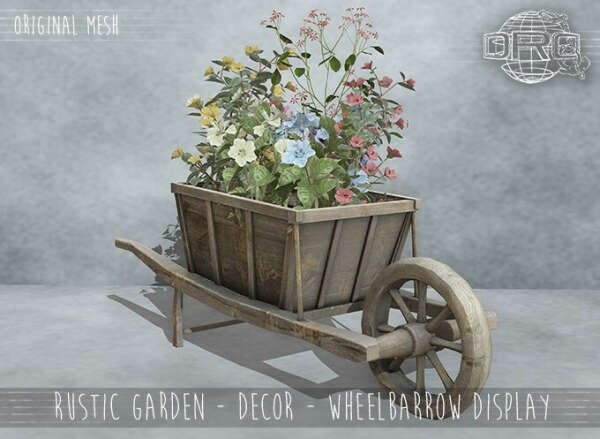 -DRD- Rustic Garden - Decor - Wheelbarrow Display