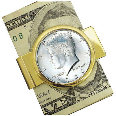JFK Half Dollar Goldtone Moneyclip