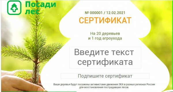 Сертификат "Посади лес"
