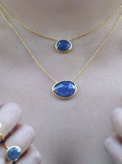 Natural Sapphire with Diamond Round Necklace*