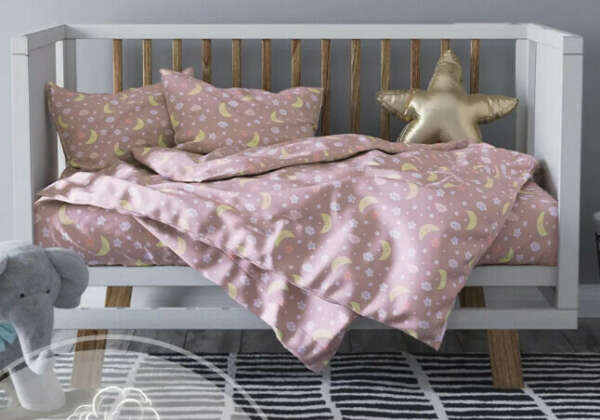 Комплект постельного белья Детский в кроватку Галтекс Спокойной ночи бежево-розовый