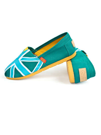 Green Union Jack Print Canvas Flats - Sheinside.com