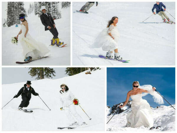 Свадьба в горах на лыжах