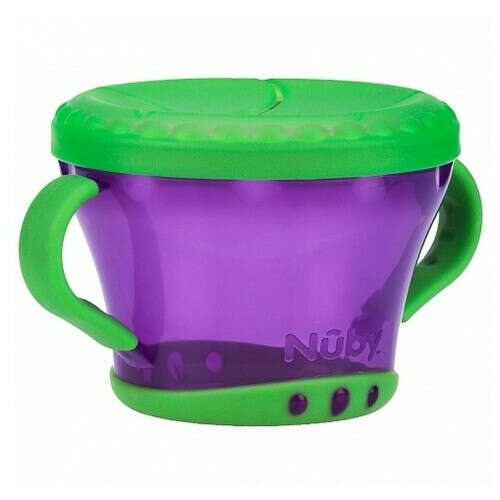 Снековая чашка Nuby Purple green для твердых продуктов