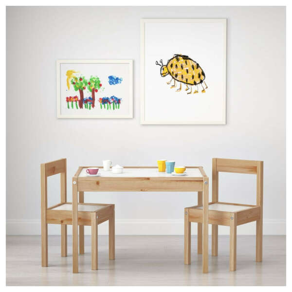 ✅ IKEA LATT Стол для детей и 2 стула, белый, сосна