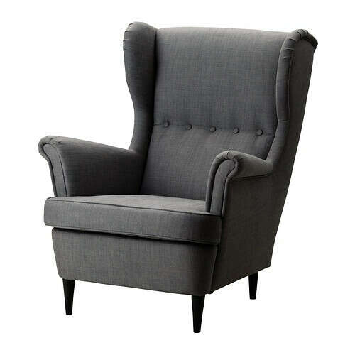 СТРАНДМОН Кресло с подголовником - Сванби серый  - IKEA