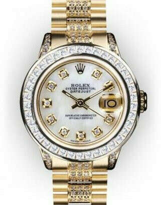 Ladies Mother Of Pearl Dial 1.5ct Channel Set Bezel Rolex Super President