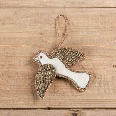Linen Bird With Antique Embroidery