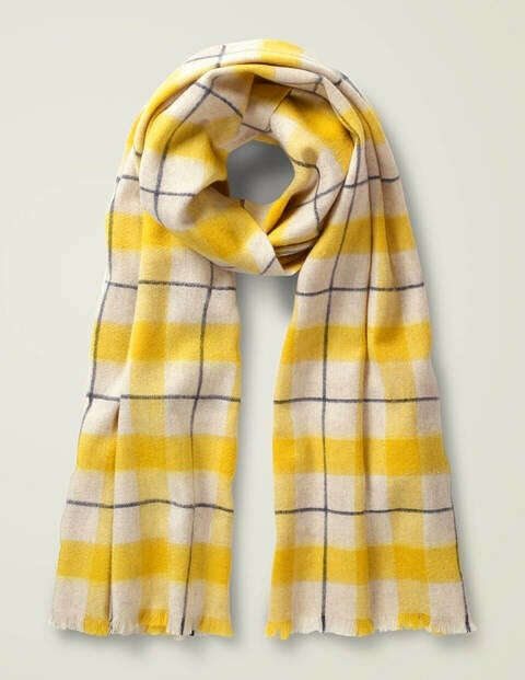 Wool Scarf - Saffron/Oatmeal Check | Boden UK