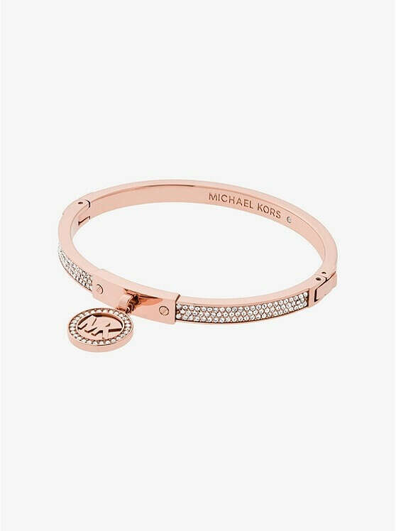 MICHAEL KORS Fulton Pavé Rose Gold-Tone Hinge Bangle