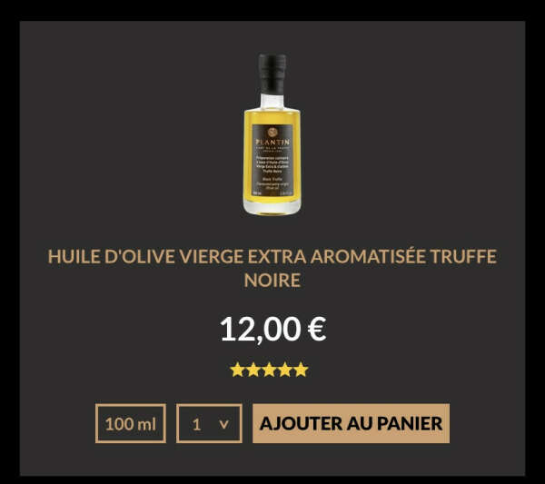 Huile d'olive vierge extra aromatisée truffe noire
