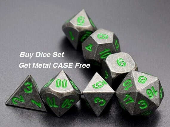 Metal D&D Dice Set-aged forged