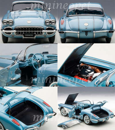 1958 CHEVROLET CORVETTE 1/18 DIECAST MODEL CAR SILVER BLUE