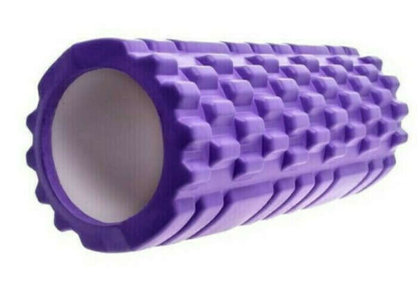 Ролик массажный для йоги, фитнеса, пилатеса (спортивный валик) Туба 0336 фиолетовый