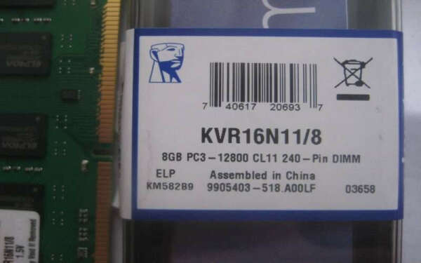 Модуль памяти KINGSTON KVR16N11/8 DDR3 -  8Гб 1600, DIMM,  Ret