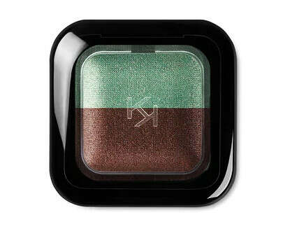 KIKO - Bright Duo Baked Eyeshadow - 07 Metallic Bamboo Green - Pearly Wood