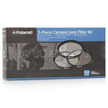 Набор из 3 эффектных светофильтров Polaroid PLFIL3FX55 (Star 4, Soft Focus, Warming) 55мм