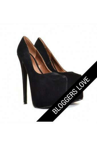 Becki Black Suede Super High Platform Heels