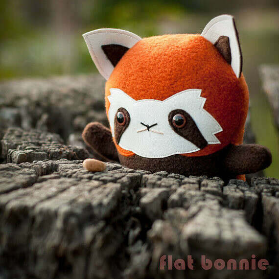 Red Panda plush panda stuffed animal, Handmade stuffed panda, Firefox - lesser panda soft toy doll, Kawaii Japan wildlife gift, Flat Bonnie