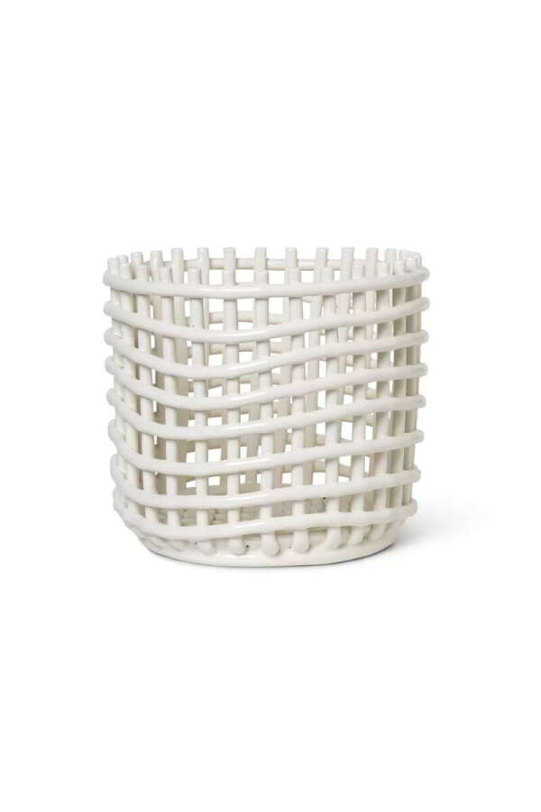 Корзина керамическая Ceramic Basket Large White | FERM LIVING