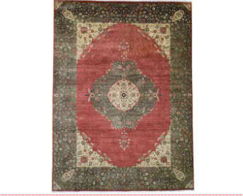 9&#039;x12&#039;2" Red,Antiqued Tabriz 300 KPSI Vegetable Dyes Hand-Knotted Oriental Rug