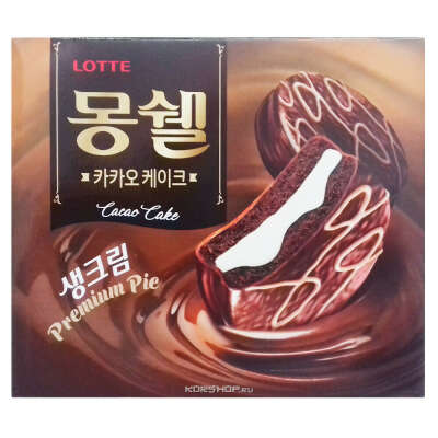 Шоколадные пирожные Moncell Cacao Premium Lotte, Корея, 384 г